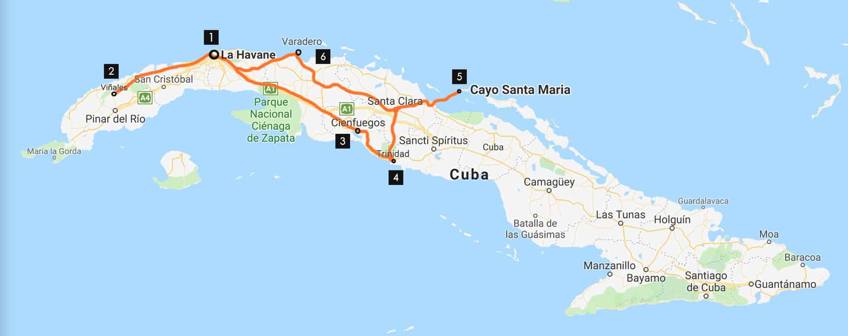 essai carte 2 - Notre voyage à Cuba : Itinéraire et conseils